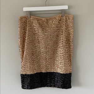Gold and black sequin pencil skirt